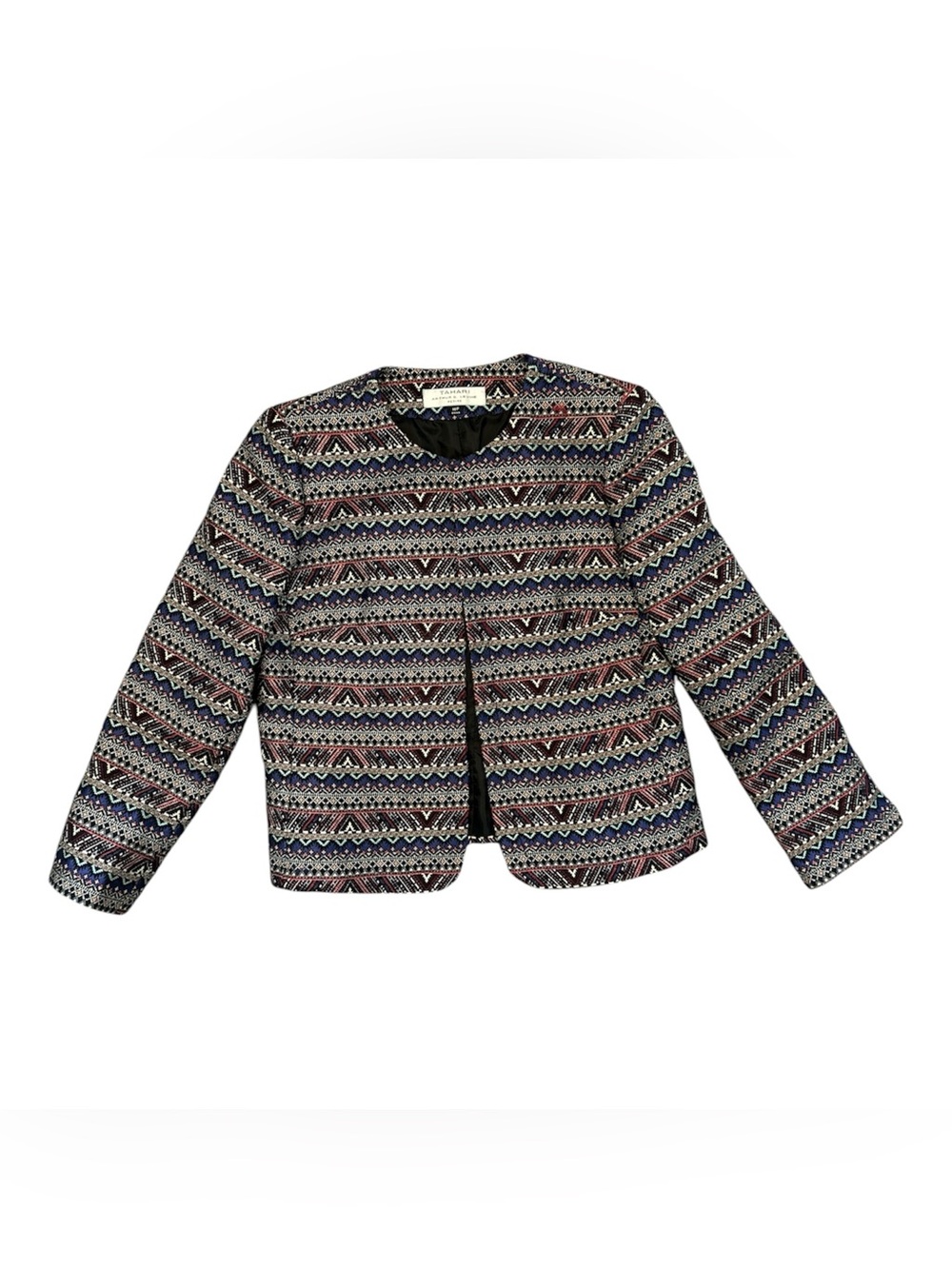 Tahari Arthur S. Levine Petite Open Front Tribal Print Jacket Blazer Size 10P
